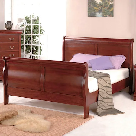 Full Sleigh Bed with Red Cherry Finish